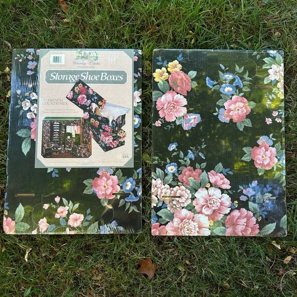Vintage Country Estates Storage Shoe Boxes 2 Sealed Packs 4 Boxes Floral - Picture 2 of 4